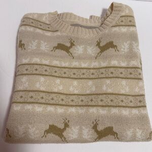 Vintage Field & Stream Beige Deer Pattern Crewneck Holiday Sweater Men’s Small